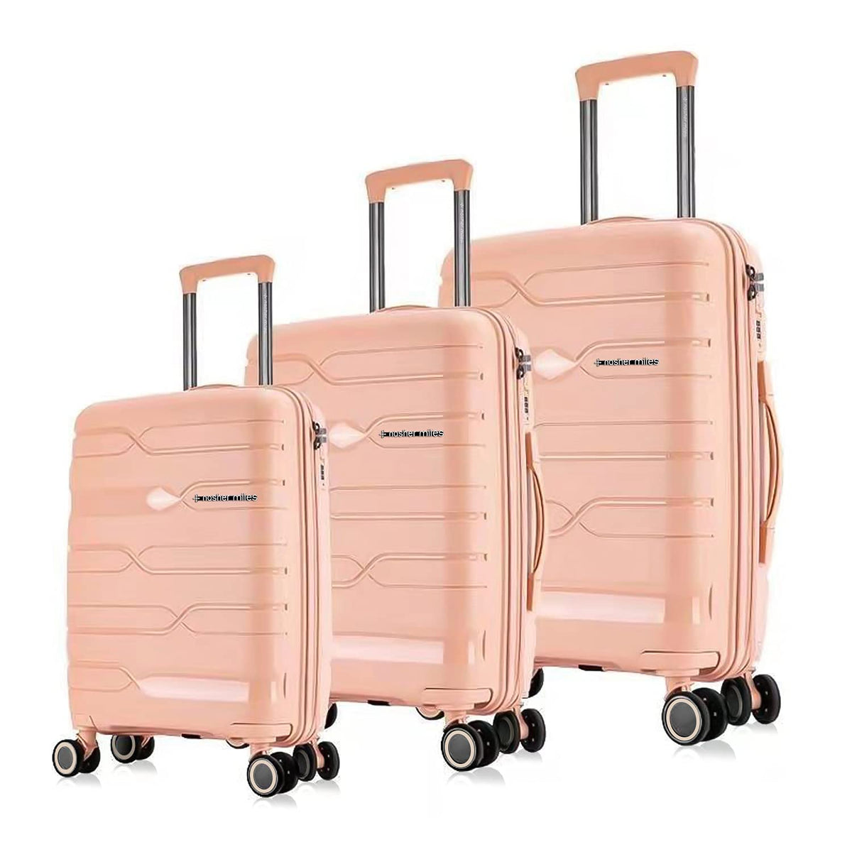 Paris Hard-Sided Polypropylene Luggage Set of 3 Peach Trolley Bags