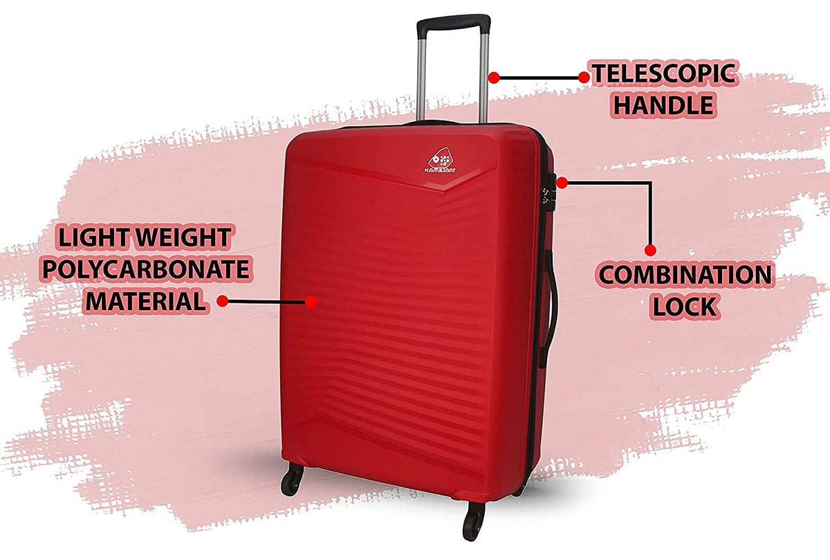 Polypropylene Small - 55 cm, Medium - Trolley 3 PCS Set (R.RED)