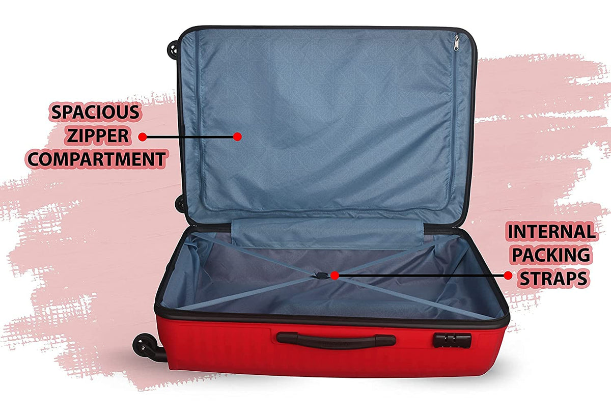 Polypropylene Small - 55 cm, Medium - Trolley 3 PCS Set (R.RED)