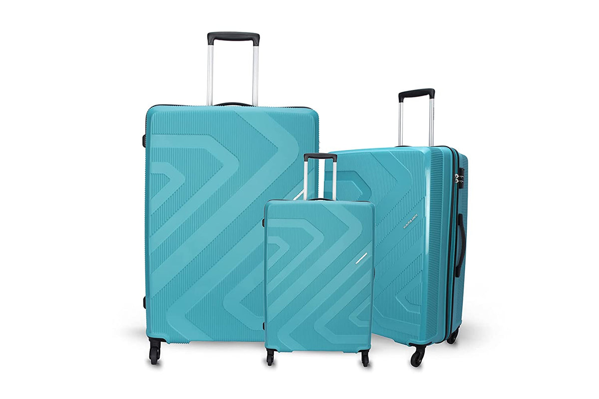 Polypropylene Hard Luggage Trolley Bag (Blue, Small - Set of 3)