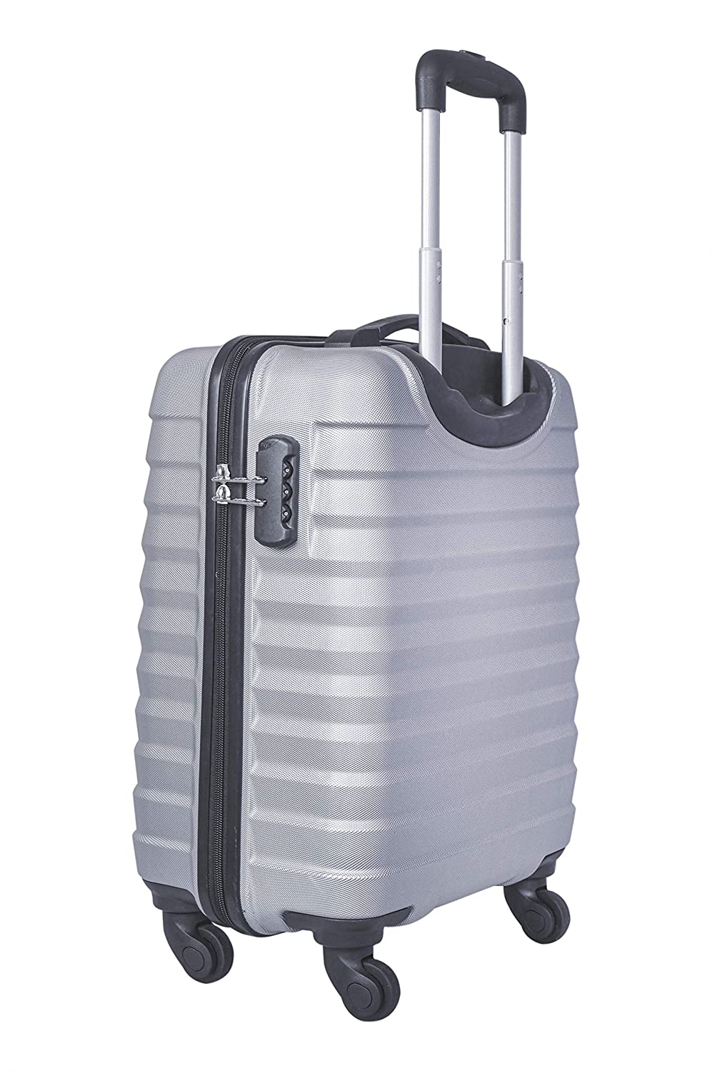 Hard-Sided Polycarbonate Luggage Set of 2 Trolley Bags (55 & 65 cm) (Silver)