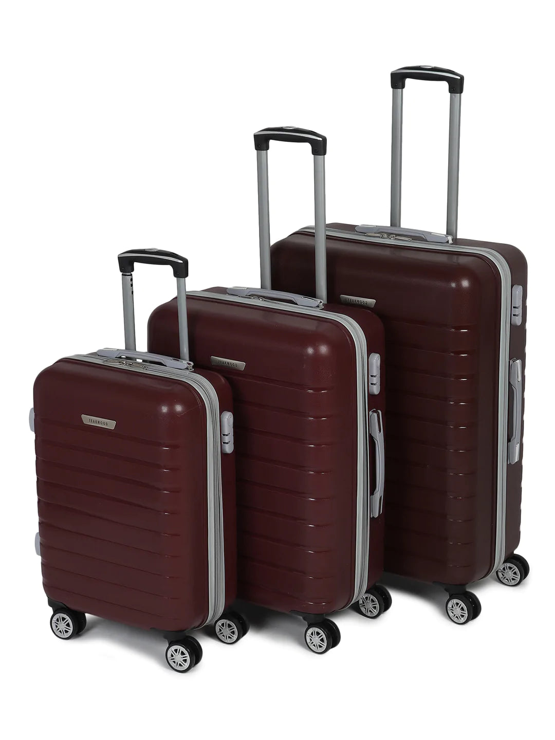 Set of 3 Coffee Brown Textured Hard Sided Trolley Bag