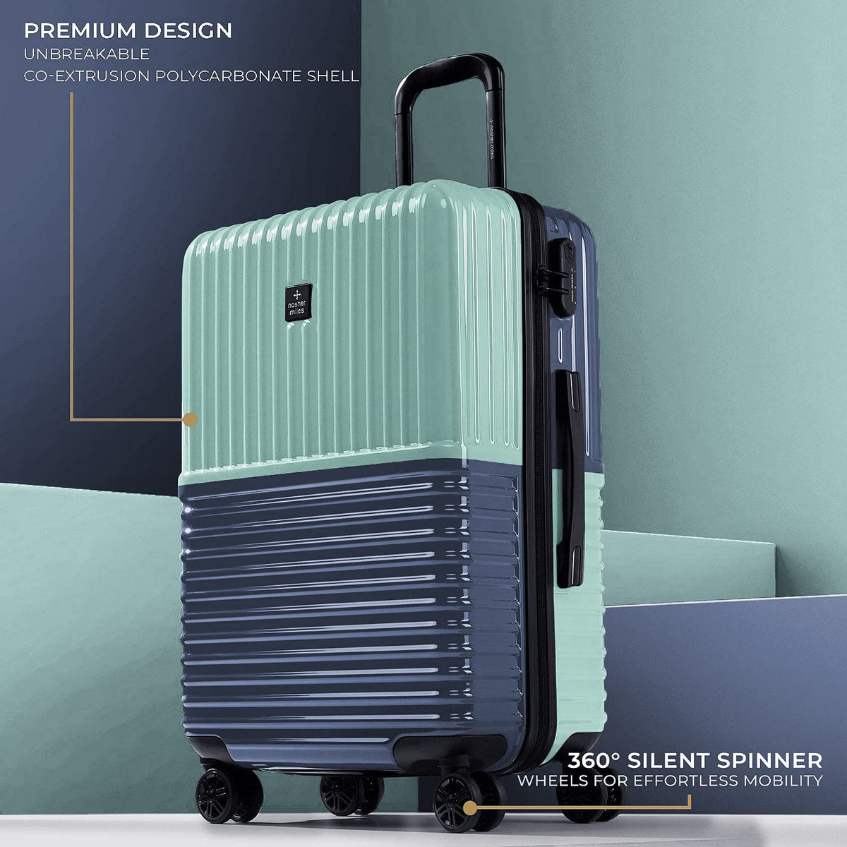 Hard-Sided Polycarbonate Luggage Set of 2 Trolley Bags