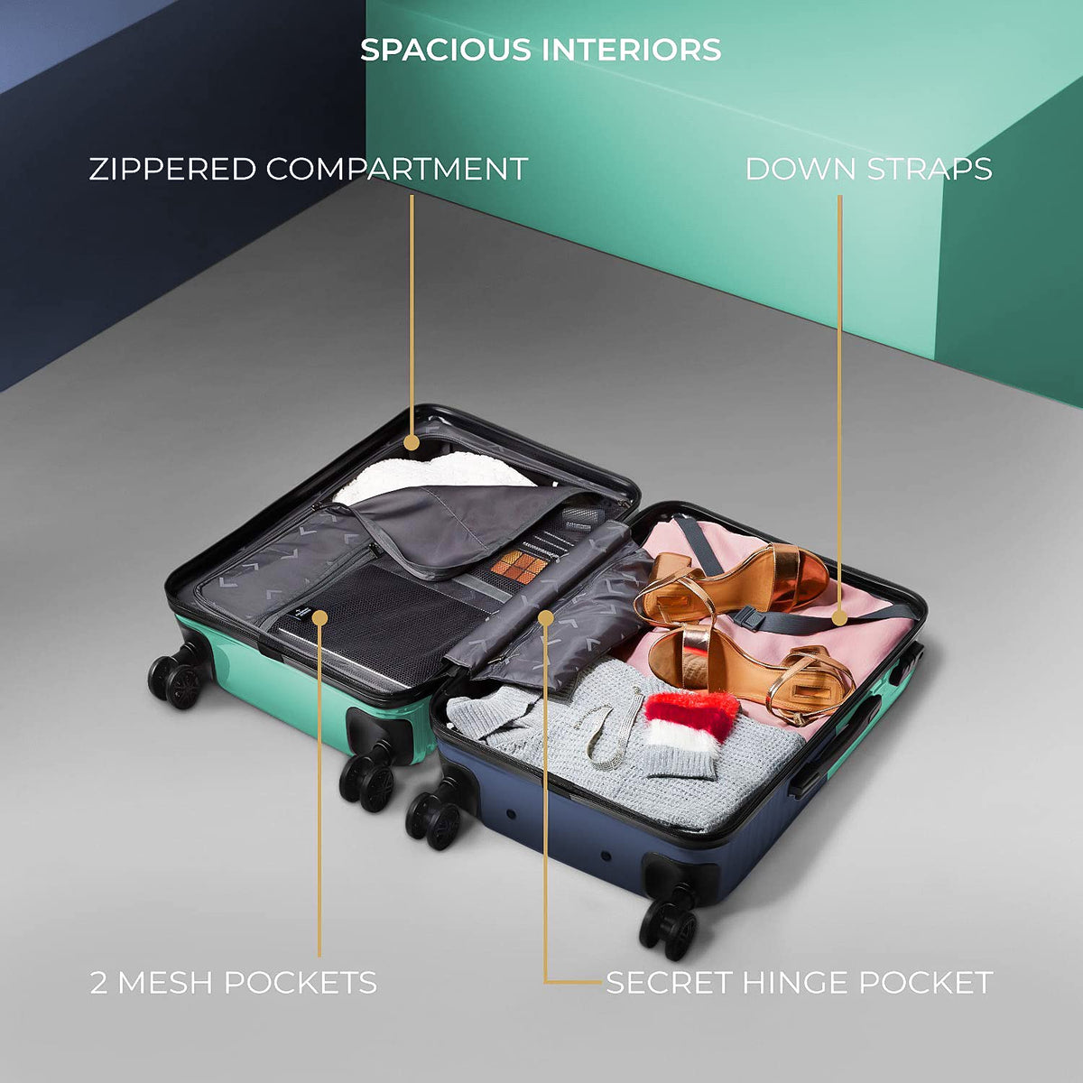 Hard-Sided Polycarbonate Luggage Set of 2 Trolley Bags
