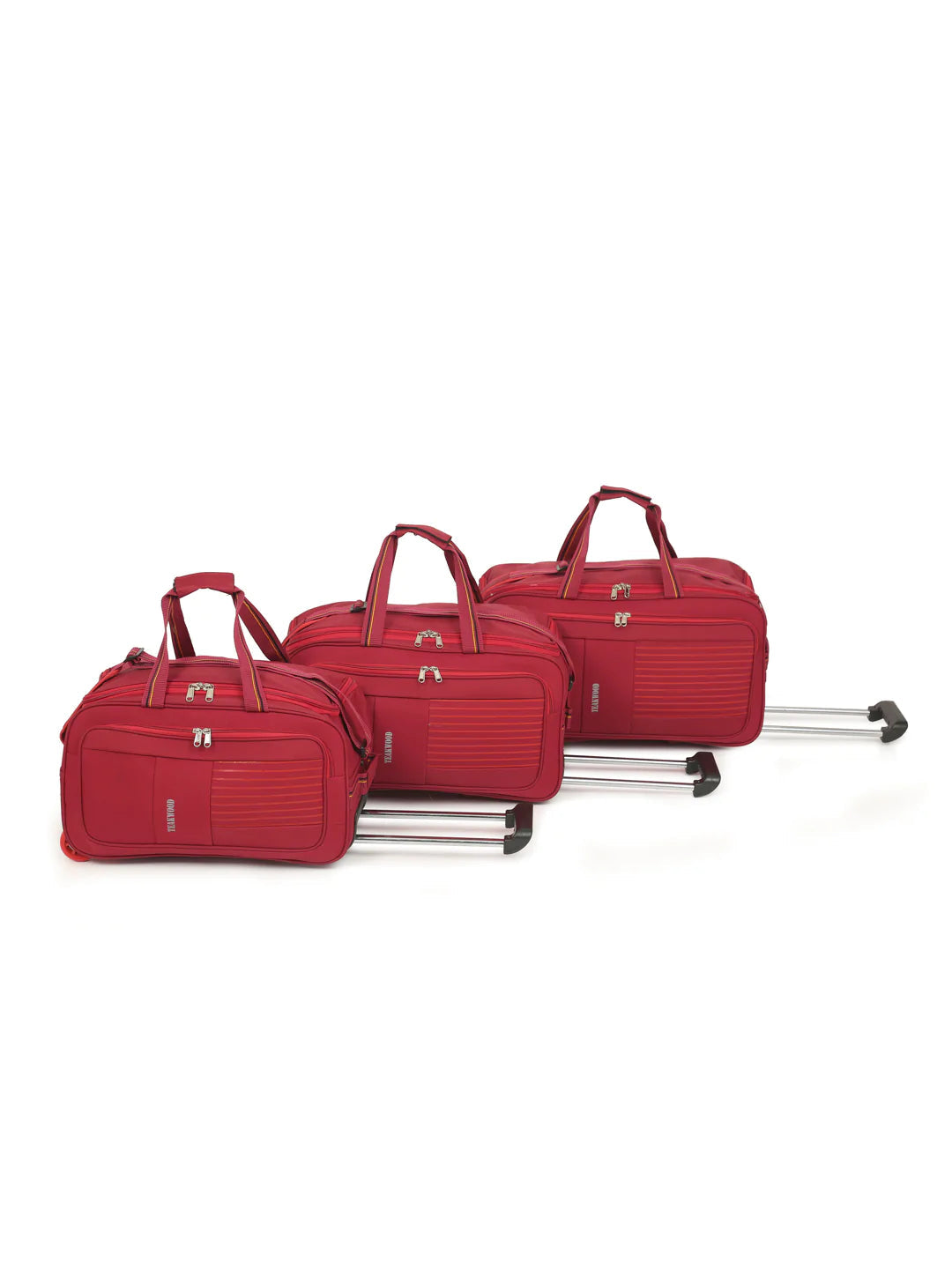 Set of 3 SpreeCart Rolling Duffel Travel Bag (Red)