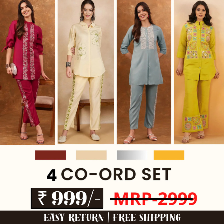 Fine Attire Contemporary Women’s 4 Co-Ord Set Combo – Stylish & Versatile Outfit Bundle (Combo 13)
