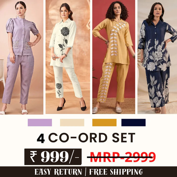 Fine Attire NextGen Women’s 4 Co-Ord Set Combo – Stylish & Versatile Outfit Bundle (Combo 21)