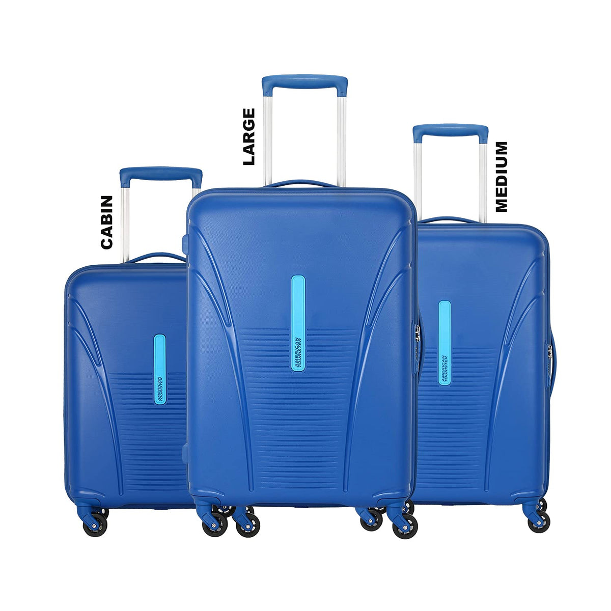 3 Pcs Set SpreeCart Blue Hardsided Spinner Luggage