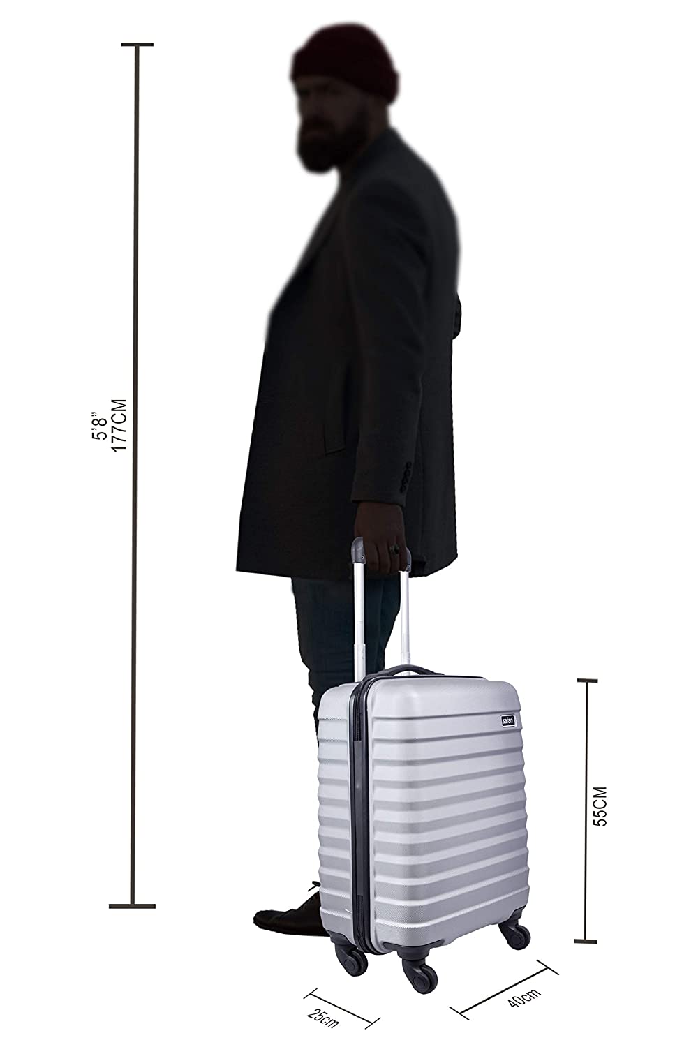 Hard-Sided Polycarbonate Luggage Set of 2 Trolley Bags (55 & 65 cm) (Silver)