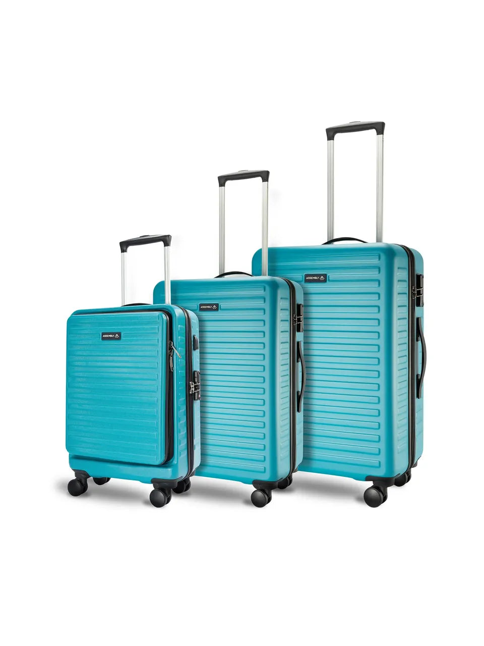 Teal Hard Body Luggage and Cabin Trolley (Set of 3)