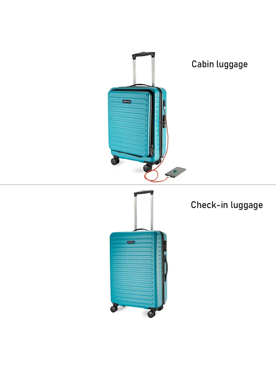 Teal Hard Body Luggage and Cabin Trolley (Set of 3)