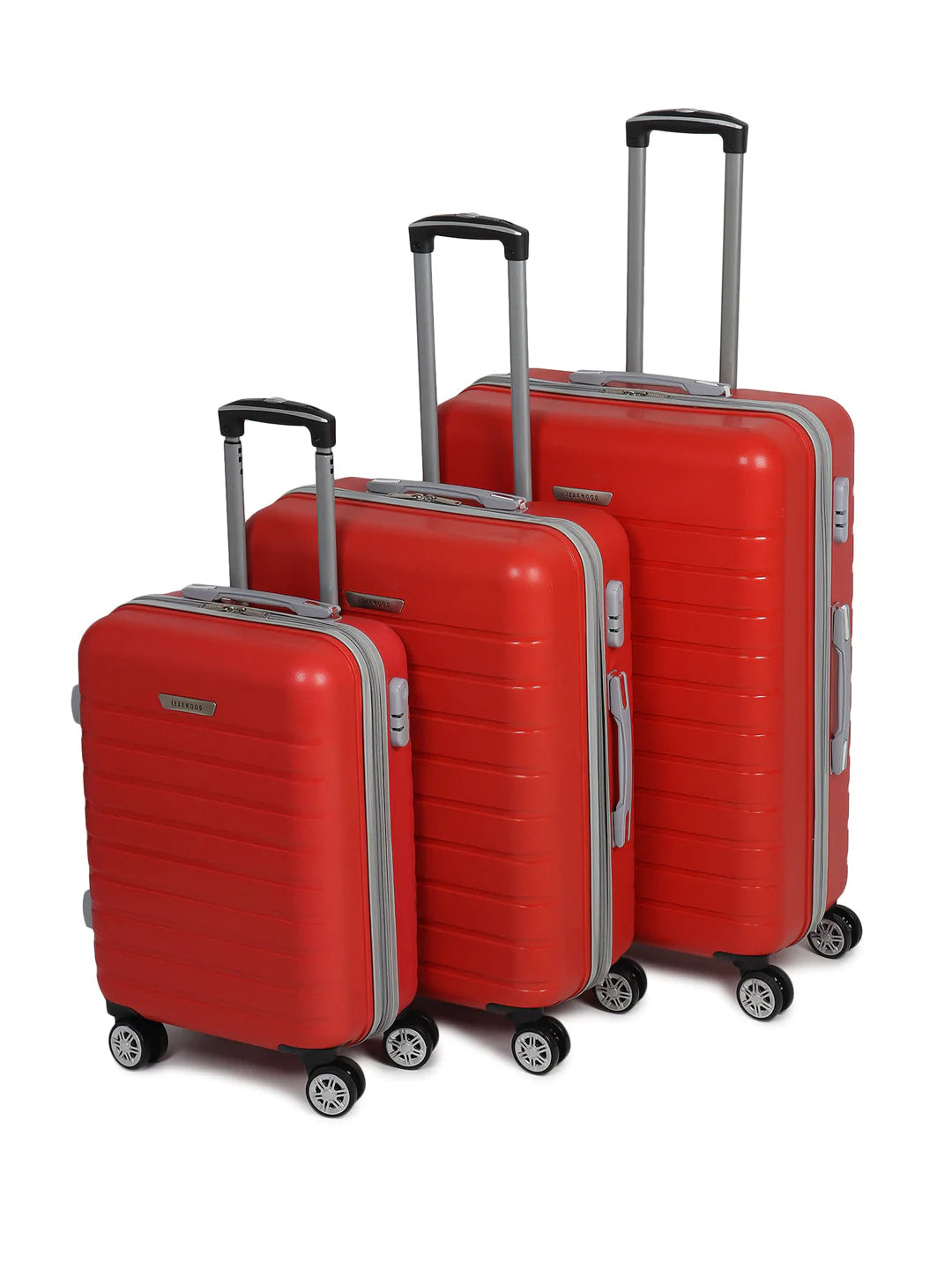 Set of 3 Coffee Brown Textured Hard Sided Trolley Bag